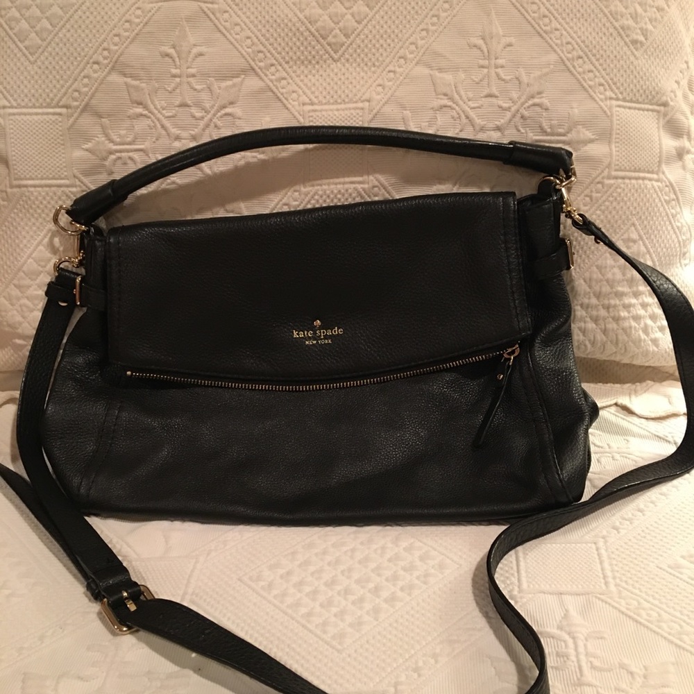 Kate Spade Black Leather Large Crossbody Handbag